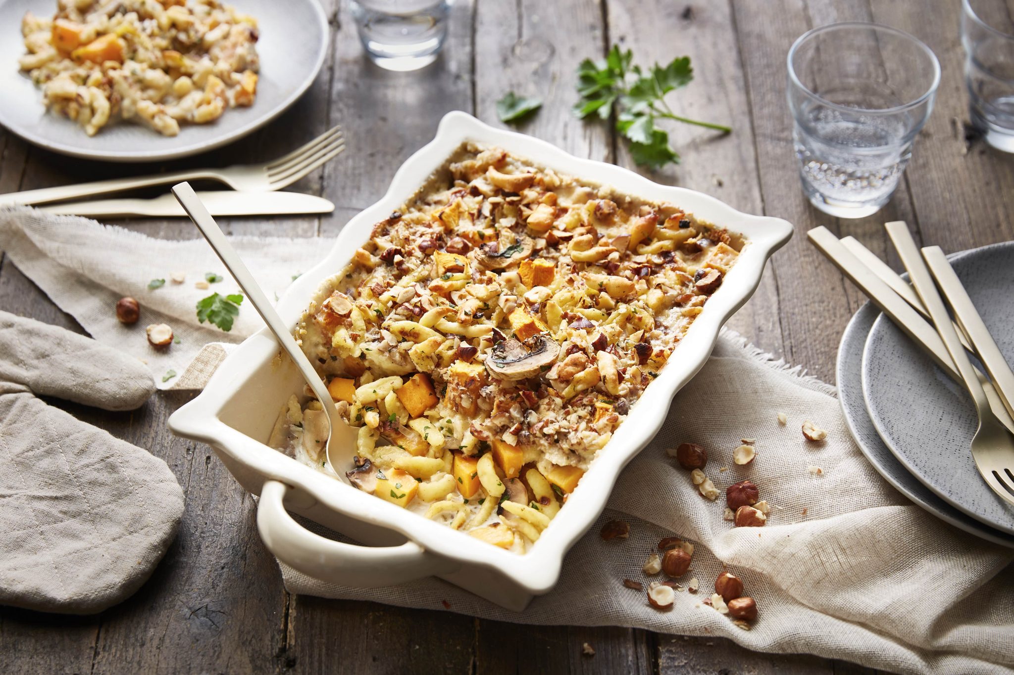 Gratin de spaetzle et courge butternut - Stoeffler